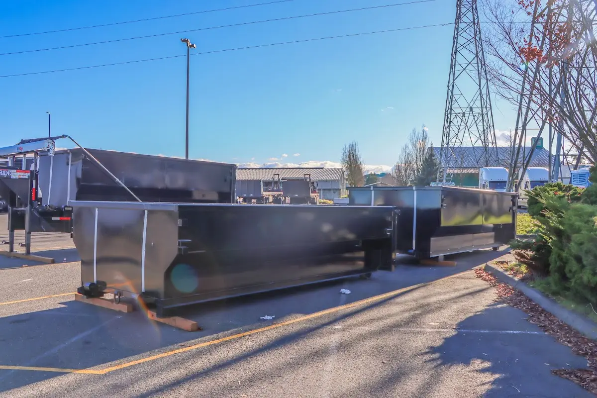 Roll-off dumpster ready for waste disposal at job site for Roll Off Dumpster Rental in Frederickson